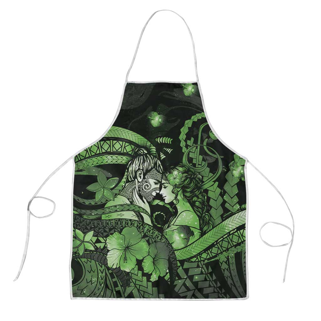 Maori Romantic Valentine Apron The Hongi Kiss Green Galaxy
