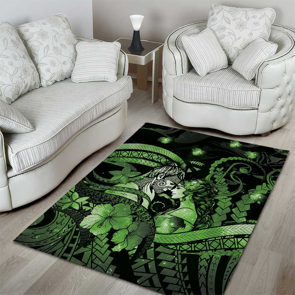 Maori Romantic Valentine Area Rug The Hongi Kiss Green Galaxy