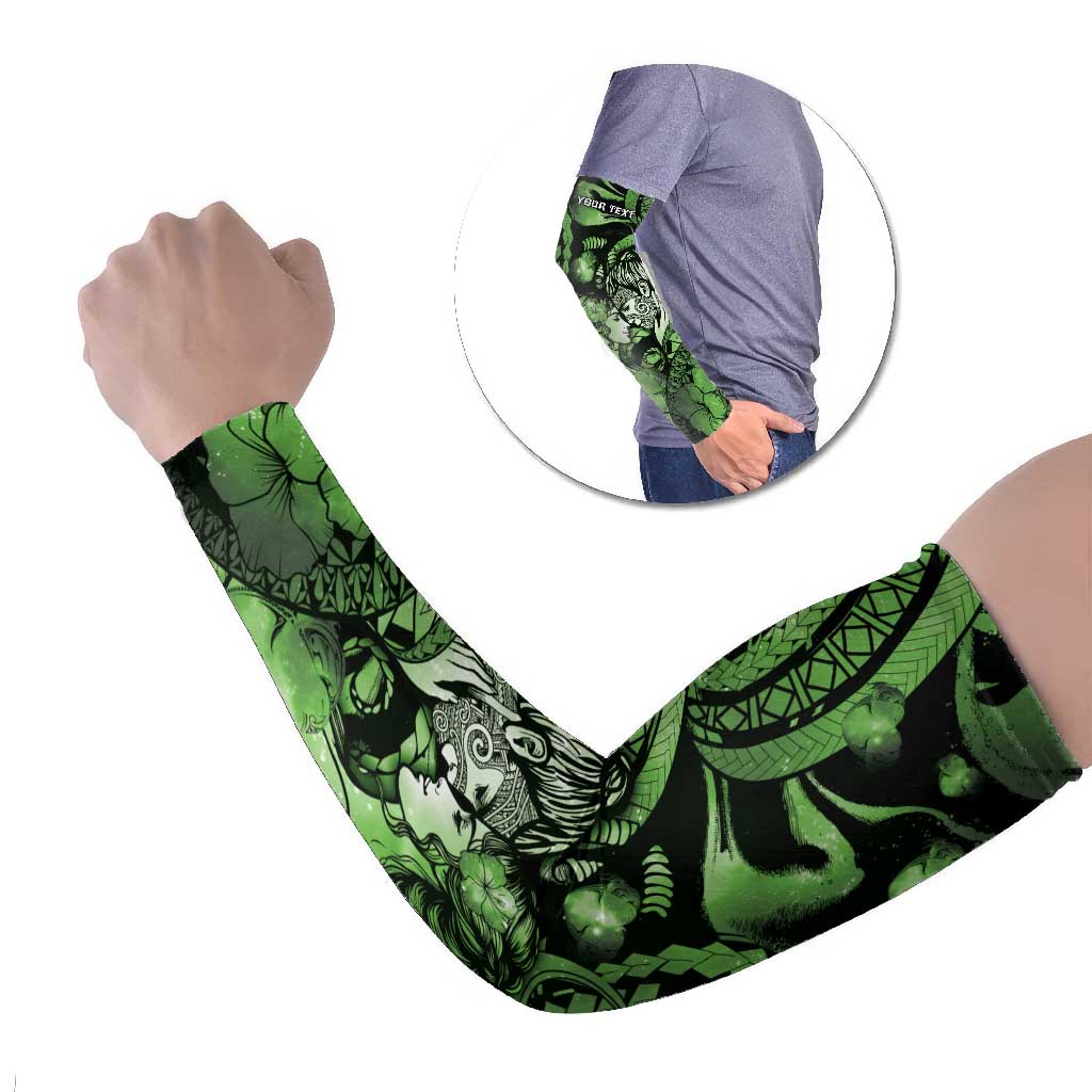 Personalised Maori Romantic Valentine Arm Sleeves The Hongi Kiss Green Galaxy