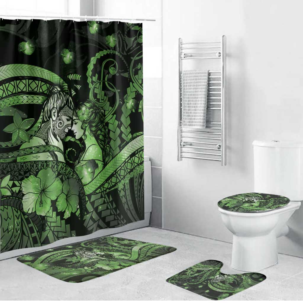 Maori Romantic Valentine Bathroom Set The Hongi Kiss Green Galaxy