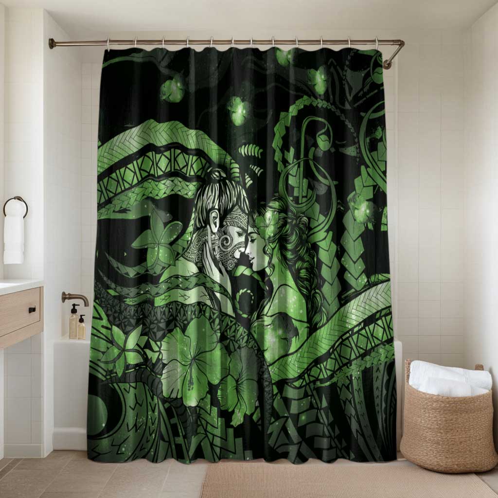 Maori Romantic Valentine Bathroom Set The Hongi Kiss Green Galaxy
