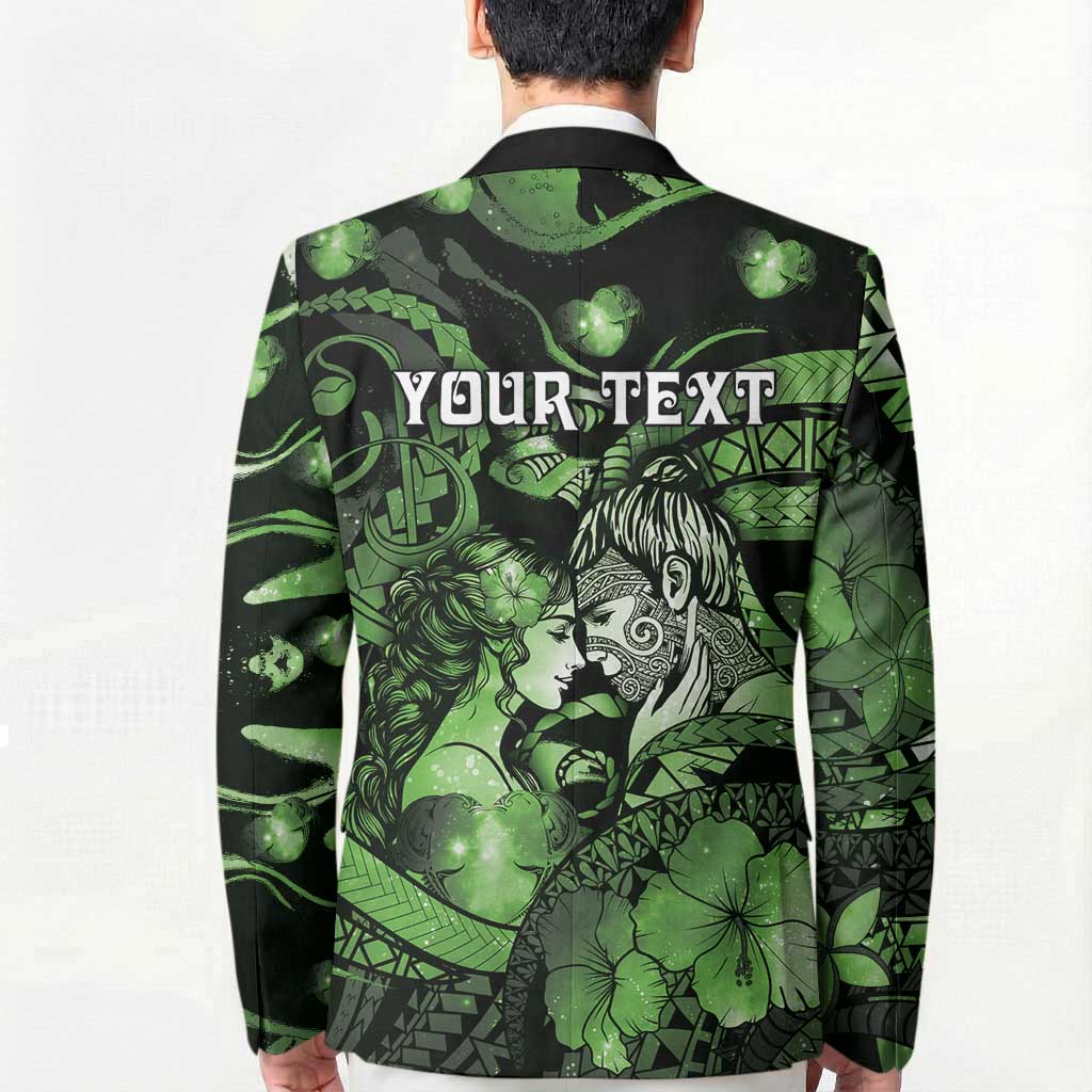 Personalised Maori Romantic Valentine Blazer The Hongi Kiss Green Galaxy