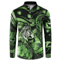 Personalised Maori Romantic Valentine Button Sweatshirt The Hongi Kiss Green Galaxy DT05 Green - Polynesian Pride