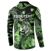 Personalised Maori Romantic Valentine Button Sweatshirt The Hongi Kiss Green Galaxy DT05 - Polynesian Pride