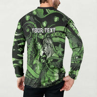 Personalised Maori Romantic Valentine Button Sweatshirt The Hongi Kiss Green Galaxy DT05 - Polynesian Pride