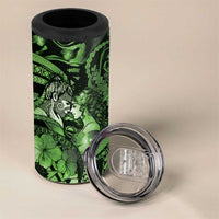 Personalised Maori Romantic Valentine 4 in 1 Can Cooler Tumbler The Hongi Kiss Green Galaxy