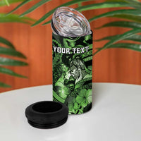 Personalised Maori Romantic Valentine 4 in 1 Can Cooler Tumbler The Hongi Kiss Green Galaxy