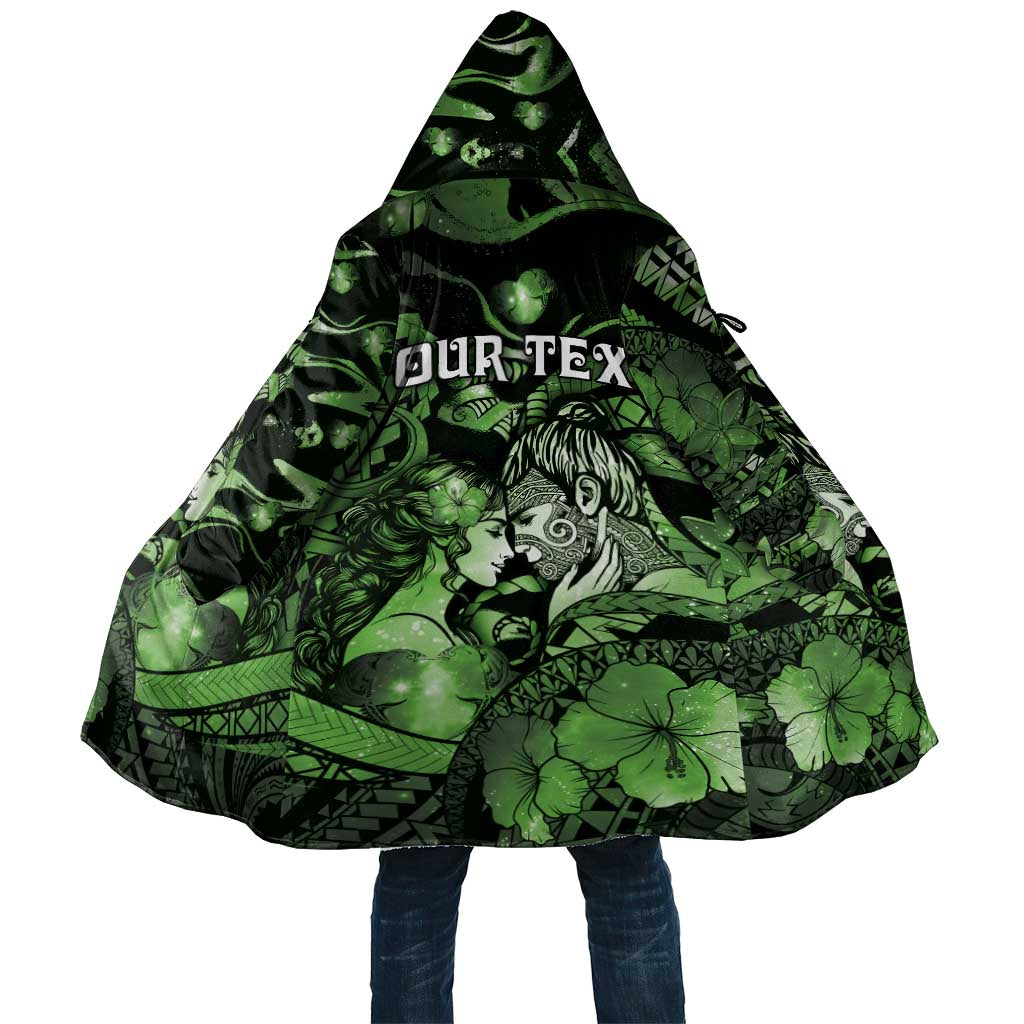 Personalised Maori Romantic Valentine Cloak The Hongi Kiss Green Galaxy