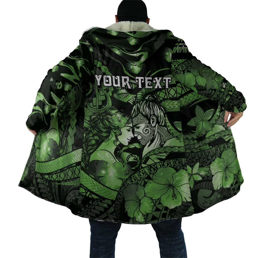 Personalised Maori Romantic Valentine Cloak The Hongi Kiss Green Galaxy