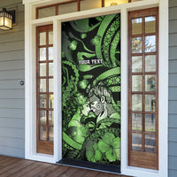 Personalised Maori Romantic Valentine Door Cover The Hongi Kiss Green Galaxy