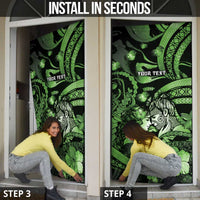 Personalised Maori Romantic Valentine Door Cover The Hongi Kiss Green Galaxy