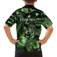 Personalised Maori Romantic Valentine Family Matching Tank Maxi Dress and Hawaiian Shirt The Hongi Kiss Green Galaxy DT05 - Polynesian Pride
