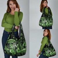 Maori Romantic Valentine Grocery Bag The Hongi Kiss Green Galaxy