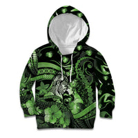 Personalised Maori Romantic Valentine Kid Hoodie The Hongi Kiss Green Galaxy DT05 Hoodie Green - Polynesian Pride