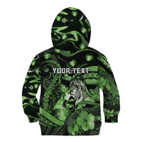 Personalised Maori Romantic Valentine Kid Hoodie The Hongi Kiss Green Galaxy DT05 - Polynesian Pride