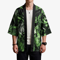 Personalised Maori Romantic Valentine Kimono The Hongi Kiss Green Galaxy