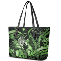 Maori Romantic Valentine Leather Tote Bag The Hongi Kiss Green Galaxy