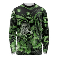 Personalised Maori Romantic Valentine Long Sleeve Shirt The Hongi Kiss Green Galaxy DT05 Unisex Green - Polynesian Pride