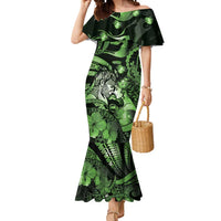 Personalised Maori Romantic Valentine Mermaid Dress The Hongi Kiss Green Galaxy DT05 Women Green - Polynesian Pride
