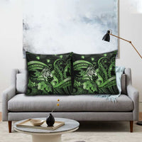 Maori Romantic Valentine Pillow Cover The Hongi Kiss Green Galaxy