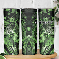 Personalised Maori Romantic Valentine Skinny Tumbler The Hongi Kiss Green Galaxy