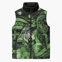Personalised Maori Romantic Valentine Sleeveless Puffer Jacket The Hongi Kiss Green Galaxy