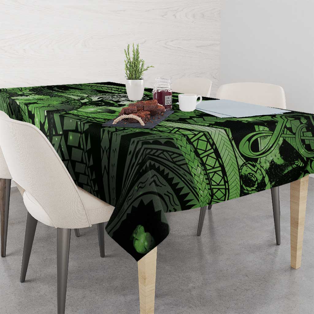 Maori Romantic Valentine Tablecloth The Hongi Kiss Green Galaxy