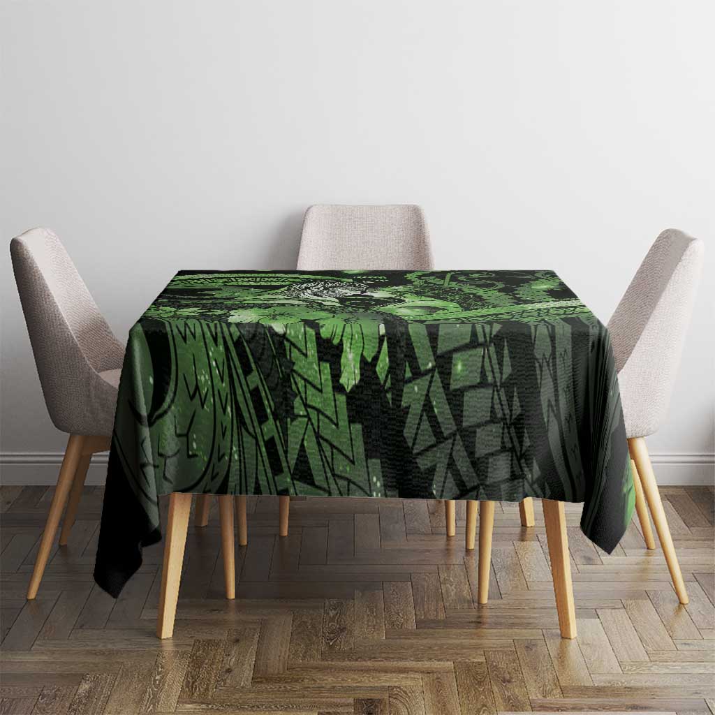 Maori Romantic Valentine Tablecloth The Hongi Kiss Green Galaxy