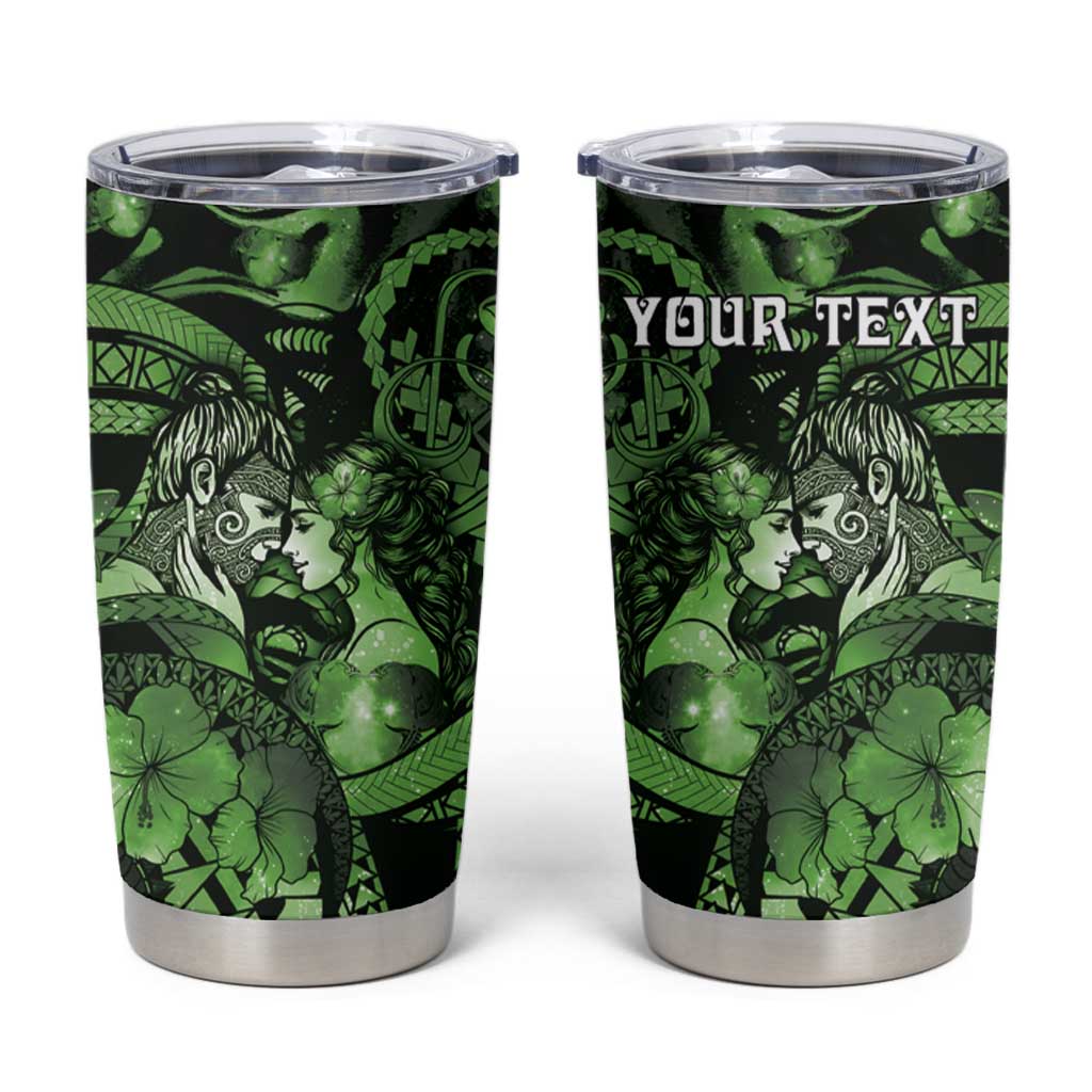 Personalised Maori Romantic Valentine Tumbler Cup The Hongi Kiss Green Galaxy