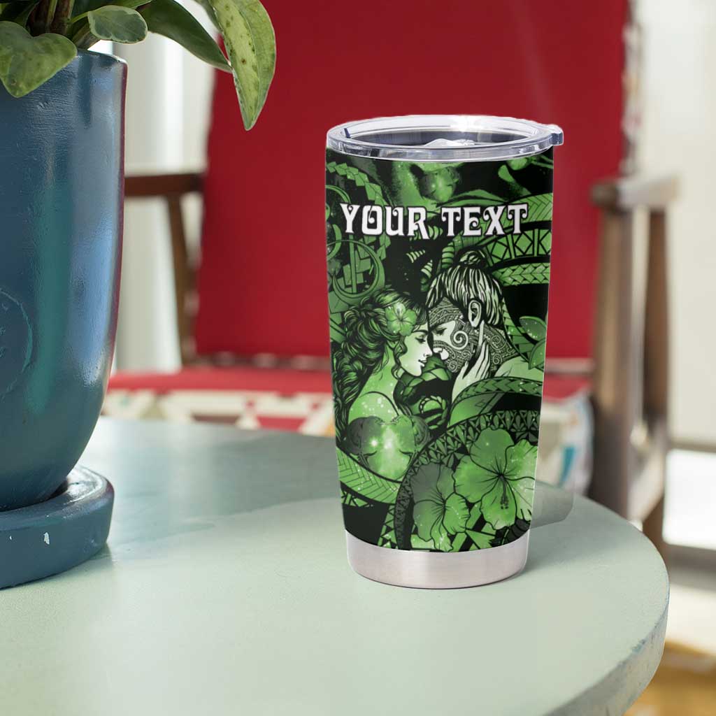 Personalised Maori Romantic Valentine Tumbler Cup The Hongi Kiss Green Galaxy