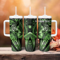 Personalised Maori Romantic Valentine Tumbler With Handle The Hongi Kiss Green Galaxy