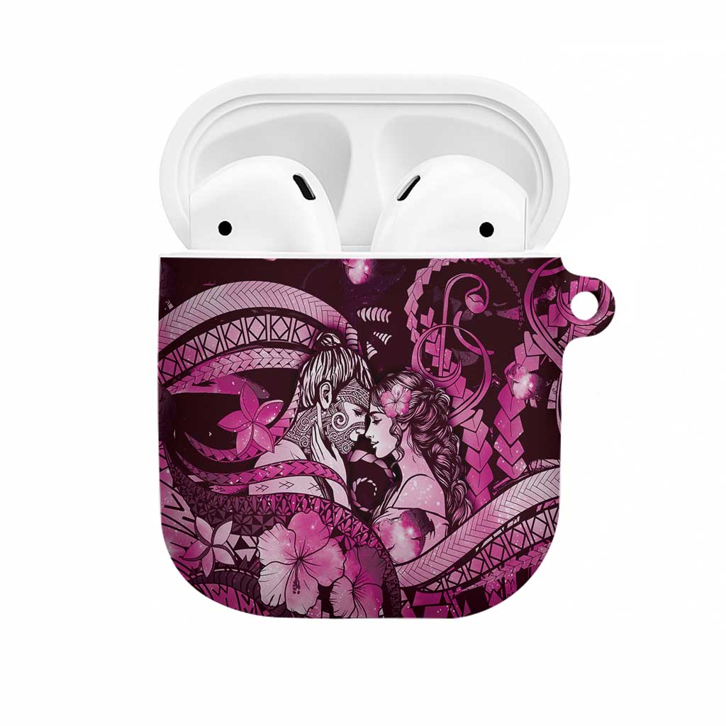 Maori Romantic Valentine AirPods Case The Hongi Kiss Pink Galaxy