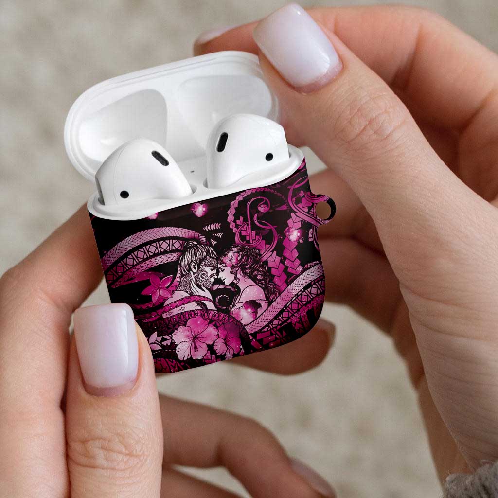 Maori Romantic Valentine AirPods Case The Hongi Kiss Pink Galaxy
