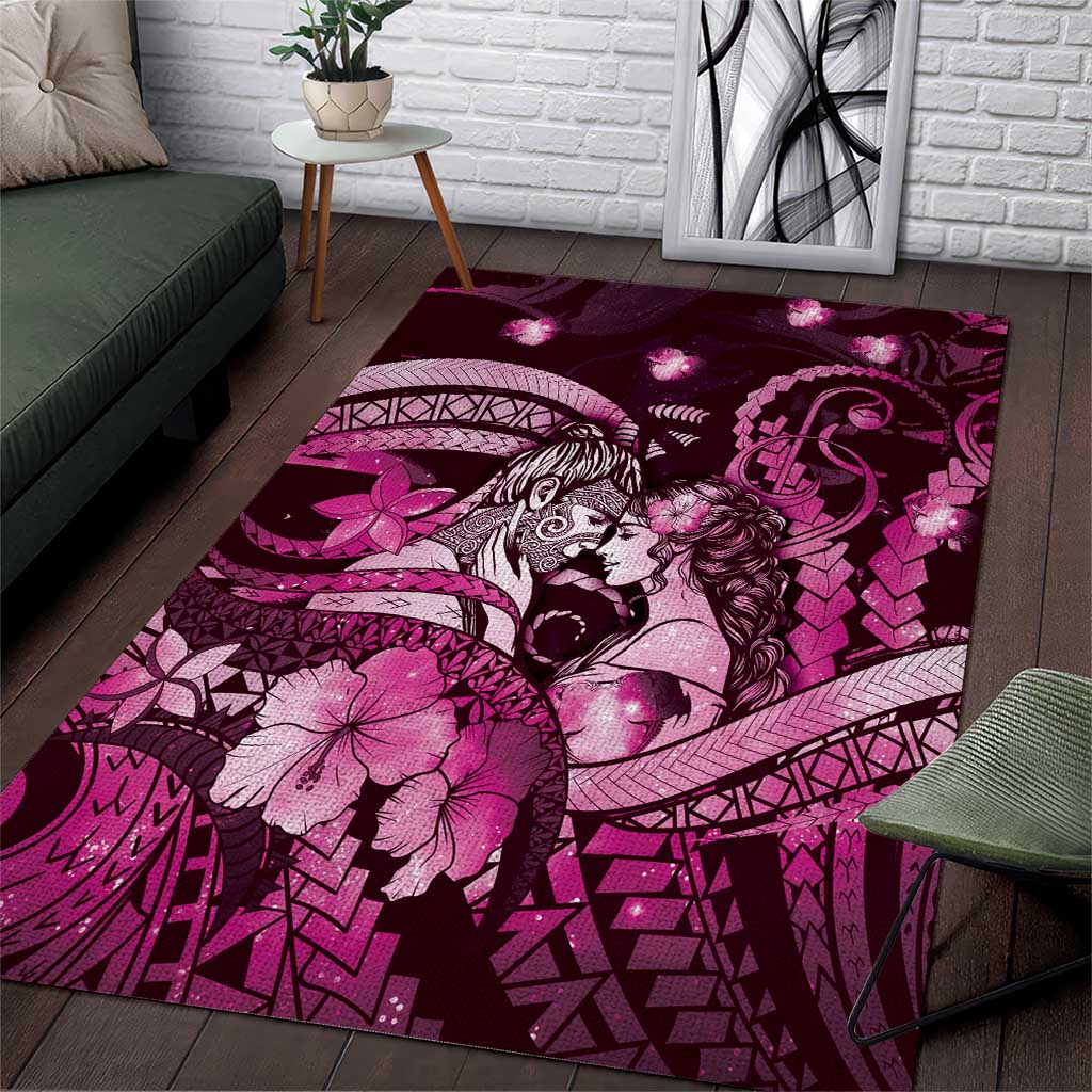 Maori Romantic Valentine Area Rug The Hongi Kiss Pink Galaxy
