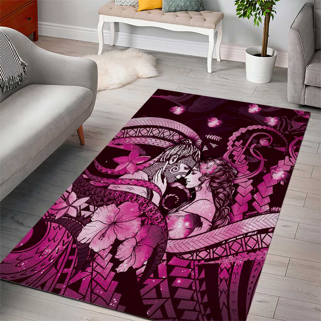 Maori Romantic Valentine Area Rug The Hongi Kiss Pink Galaxy