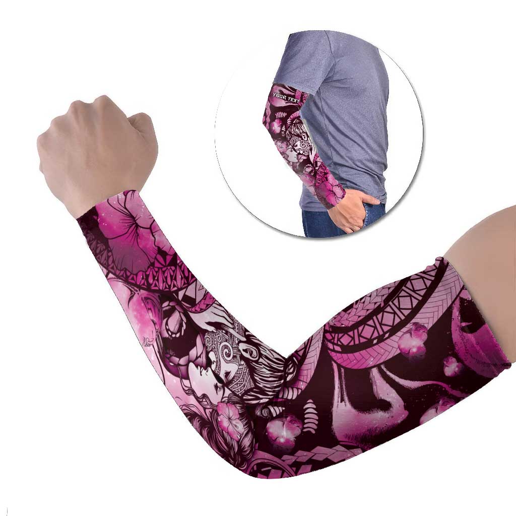 Personalised Maori Romantic Valentine Arm Sleeves The Hongi Kiss Pink Galaxy