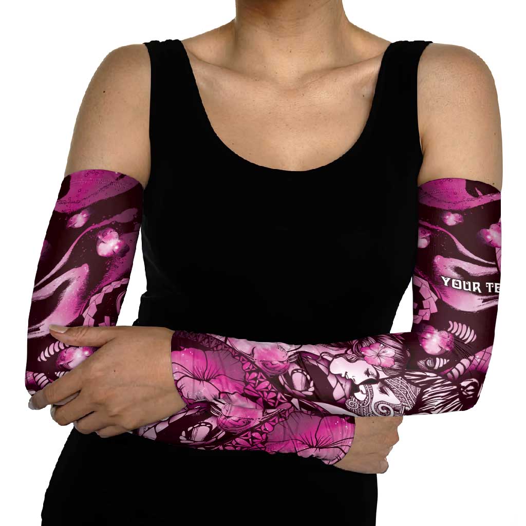Personalised Maori Romantic Valentine Arm Sleeves The Hongi Kiss Pink Galaxy
