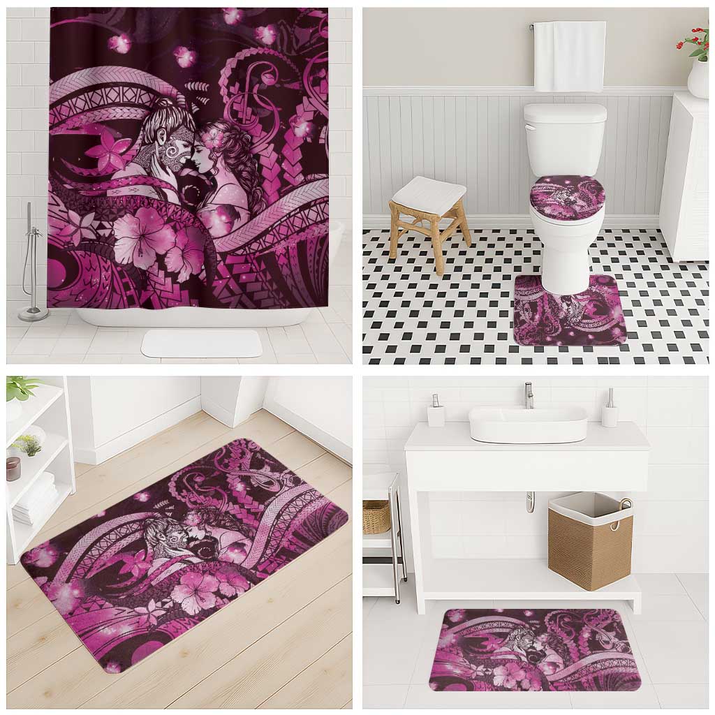Maori Romantic Valentine Bathroom Set The Hongi Kiss Pink Galaxy