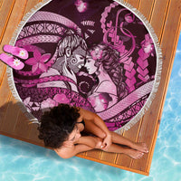 Maori Romantic Valentine Beach Blanket The Hongi Kiss Pink Galaxy