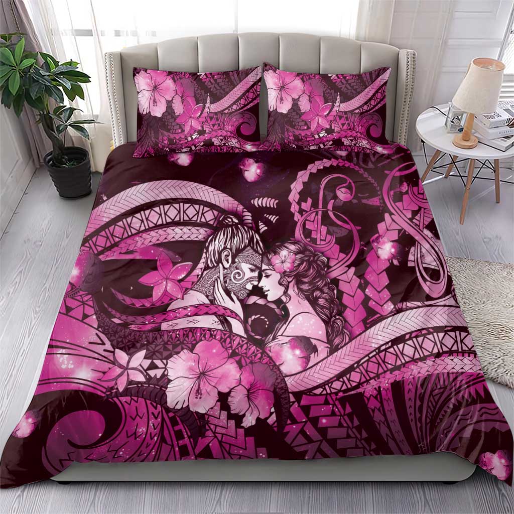 Maori Romantic Valentine Bedding Set The Hongi Kiss Pink Galaxy