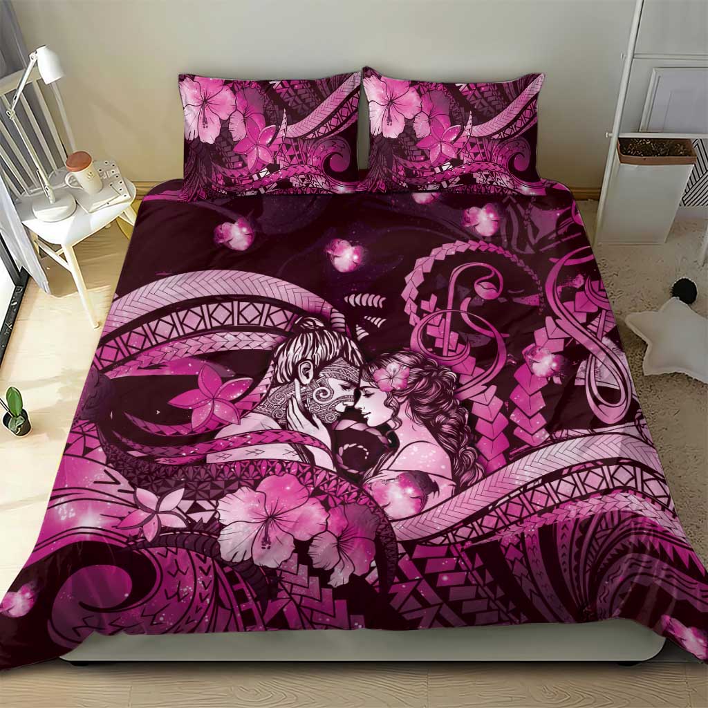 Maori Romantic Valentine Bedding Set The Hongi Kiss Pink Galaxy