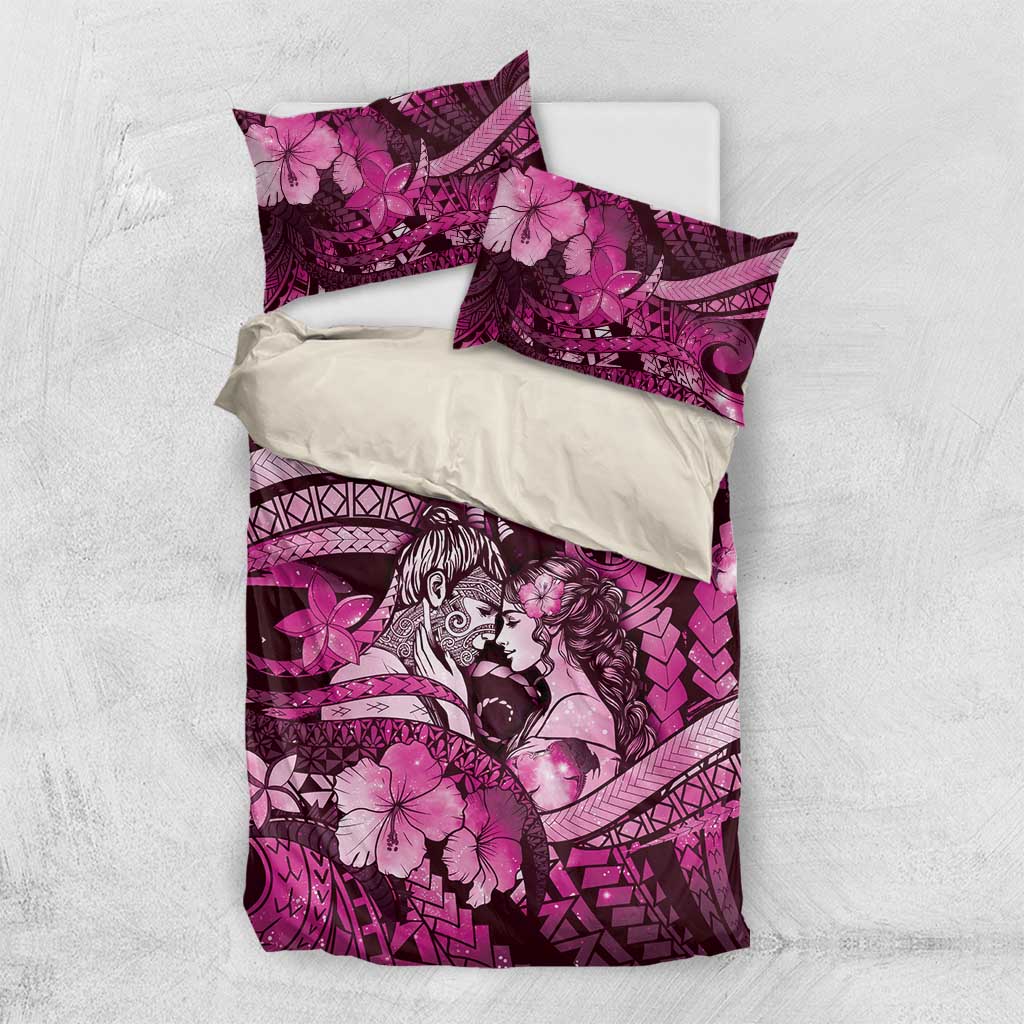Maori Romantic Valentine Bedding Set The Hongi Kiss Pink Galaxy