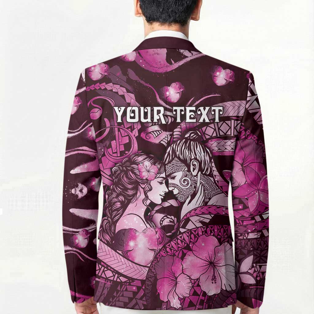 Personalised Maori Romantic Valentine Blazer The Hongi Kiss Pink Galaxy
