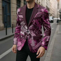 Personalised Maori Romantic Valentine Blazer The Hongi Kiss Pink Galaxy