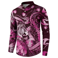 Personalised Maori Romantic Valentine Button Sweatshirt The Hongi Kiss Pink Galaxy