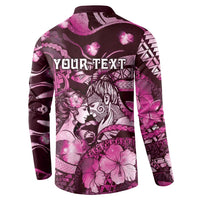 Personalised Maori Romantic Valentine Button Sweatshirt The Hongi Kiss Pink Galaxy