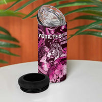 Personalised Maori Romantic Valentine 4 in 1 Can Cooler Tumbler The Hongi Kiss Pink Galaxy