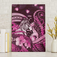 Maori Romantic Valentine Canvas Wall Art The Hongi Kiss Pink Galaxy