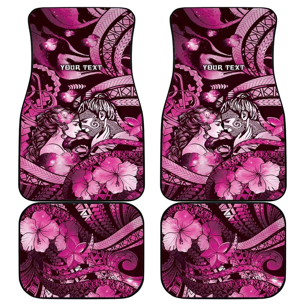 Personalised Maori Romantic Valentine Car Mats The Hongi Kiss Pink Galaxy