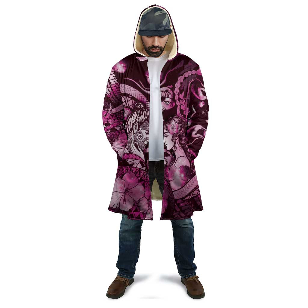 Personalised Maori Romantic Valentine Cloak The Hongi Kiss Pink Galaxy